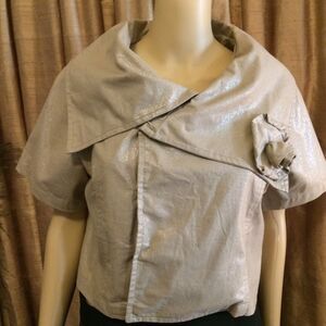 Dimri Women's Metallic Short Sleeve Shawl Neck Jacket-Size S